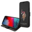 US Polo USFLBKP12SPUGFLBK iPhone 12 mini 5,4" oldalra nyíló tok Polo Embroidery Collection, fekete