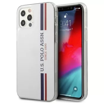   US Polo hátlap, tok USHCP12MPCUSSWH iPhone 12/12 Pro 6,1" Tricolor Collection, fehér