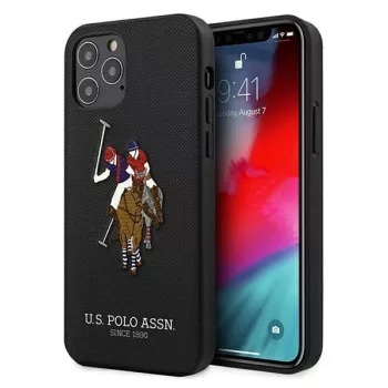   US Polo hátlap, tok USHCP12MPUGFLBK iPhone 12/12 Pro 6.1" Polo Embroidery Collection, fekete