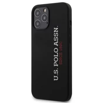   U.S.Polo iPhone 12 Mini Vertical Logo Silicone hátlap, tok, fekete