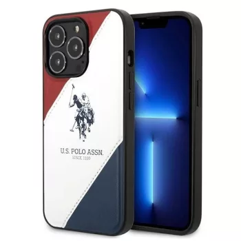   US Polo hátlap, tok USHCP14LPSO3 iPhone 14 Pro 6.1" Tricolor Embossed, fehér