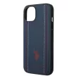 US Polo hátlap, tok USHCP14MPFAV iPhone 14 Plus 6.7" blue Leather Stitch, sötétkék