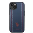 U.S. Polo iPhone 14 Leather Stitched Lines hátlap, tok, sötétkék