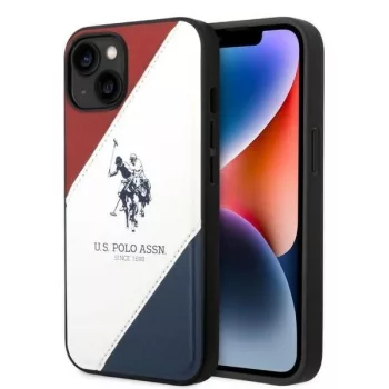   US Polo hátlap, tok USHCP14SPSO3 iPhone 14 6.1" Tricolor Embossed, fehér
