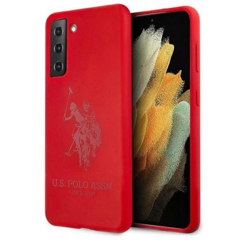 US Polo hátlap, tok USHCS21MSLHRTRE Samsung Galaxy S21+ G996 Silicone On Tone, piros