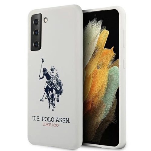 US Polo hátlap, tok USHCS21MSLHRWH Samsung Galaxy S21+ G996 Silicone Logo, fehér