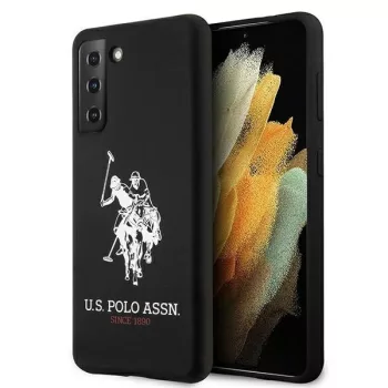   US Polo hátlap, tok USHCS21SSLHRBK Samsung Galaxy S21 G991 Silicone Logo, fekete