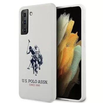   US Polo hátlap, tok USHCS21SSLHRWH Samsung Galaxy S21 G991 Silicone Logo, fehér