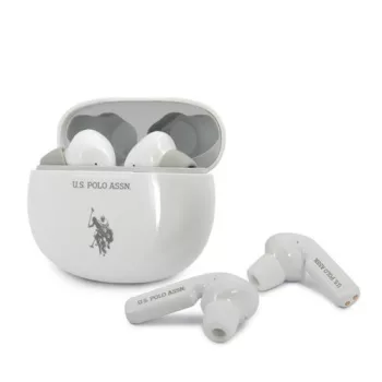   U.S. Polo vezeték nélküli headset, fülhallgató, töltő tokkal, fehér
