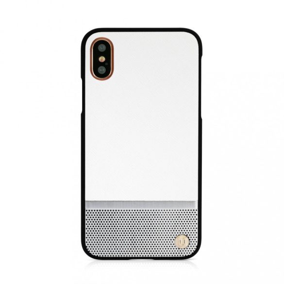 Uunique iPhone X/XS 50:50 White & Silver Perforation Hard shell hátlap, tok, fehér-ezüst