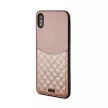 Uunique iPhone Xs Max Quilted Shimmer Pocket Hard Shell hátlap, tok kártyatartóval, bársonyarany