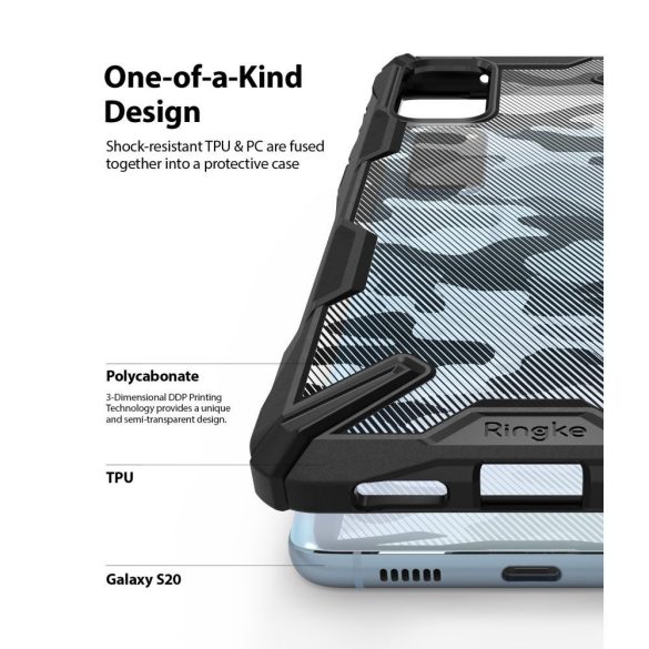 Ringke Fusion X Samsung Galaxy S20 hátlap, tok, mintás, fekete