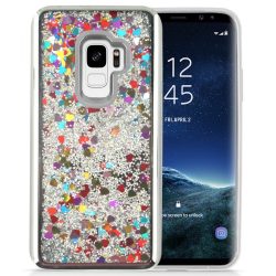   Zizo Liquid Glitter Star Case Samsung Galaxy S9, szív mintás, ezüst