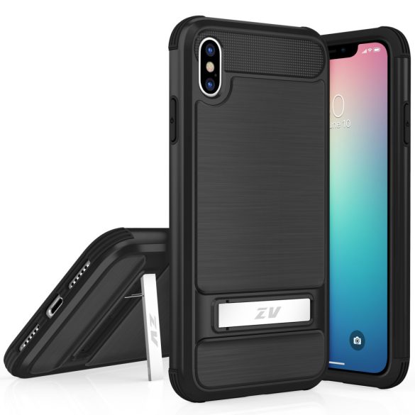 Zizo Hybrid Case iPhone Xs Max hátlap, tok kitámasztóval, fekete