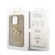 Guess PU Perforated 4G Glitter Metal Logo tok iPhone 14 Pro Max, arany