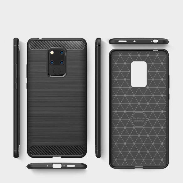 Carbon Case Flexible Huawei Mate 20 hátlap, tok, fekete