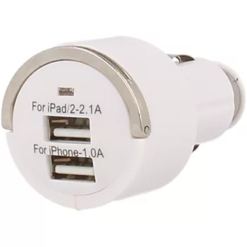 Univerzális autós töltő Dual-USB, 3,1A, fehér